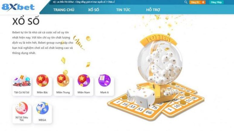 Xổ số 8xbet đa dạng các hình thức cược